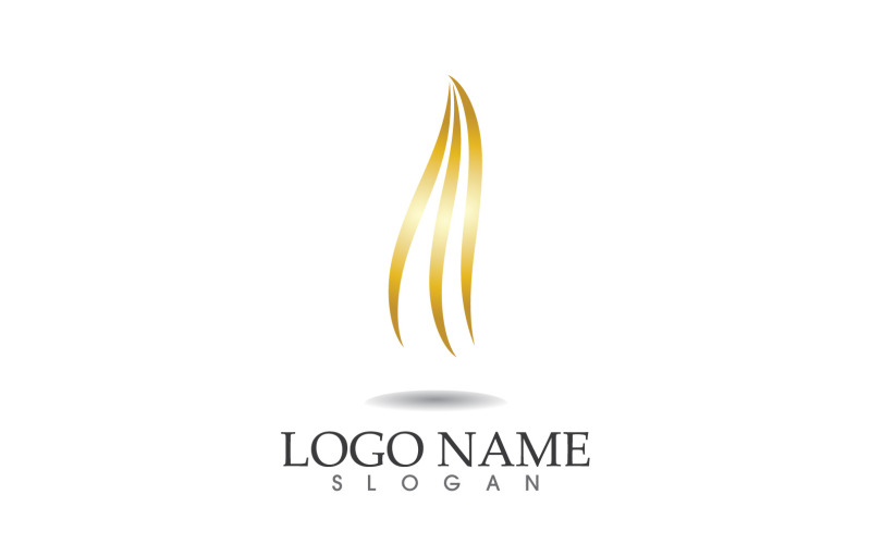 Haar golf gouden lijn logo vector sjabloonontwerp v28