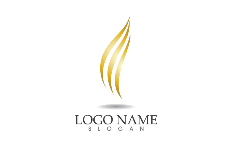 Haarwelle Goldlinie Logo Vektor Template Design v31