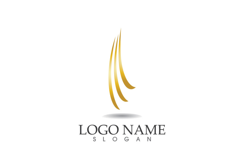 Haarwelle Goldlinie Logo Vektor Template Design v54
