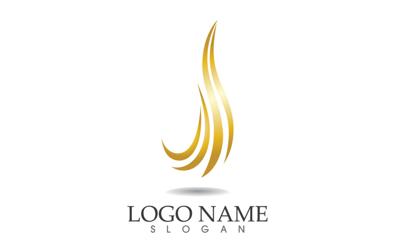 Haarwelle Goldlinie Logo Vektor Template Design v57