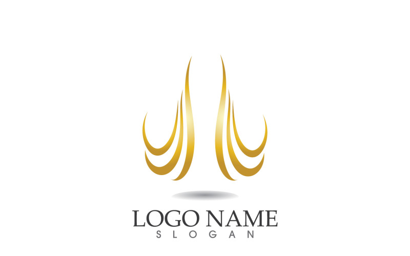 Hårvåg guld linje logotyp vektor malldesign v52