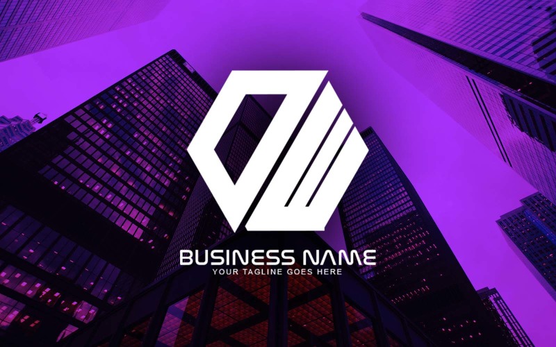 Professionell polygonal OW Letter Logotypdesign för ditt företag - varumärkesidentitet