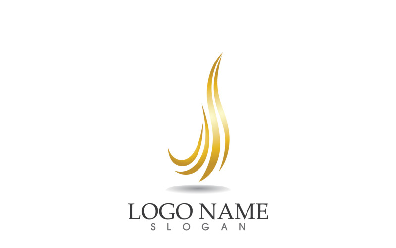 Vlasy vlna zlaté linie logo vektorové šablony design v38