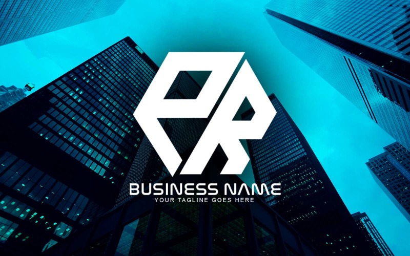 Création de logo de lettre PR polygonale professionnelle pour votre entreprise - Identité de marque