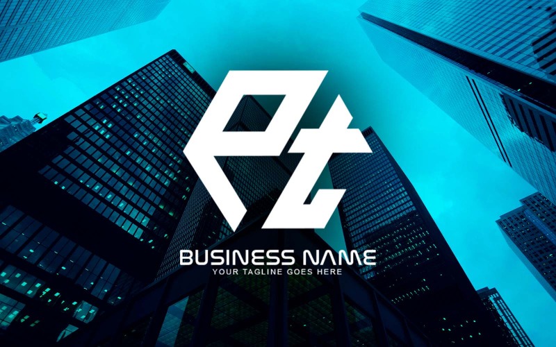 Design de logotipo poligonal PT profissional para sua empresa - identidade da marca