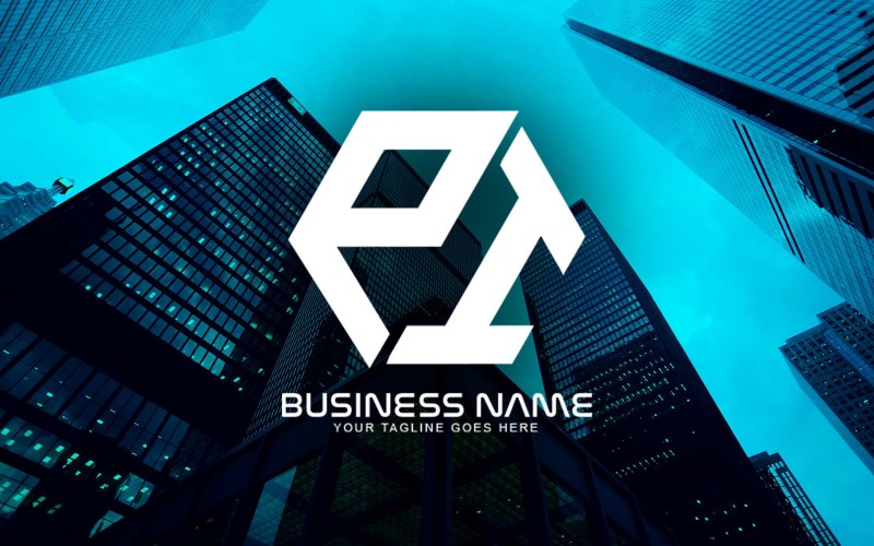 Design del logo della lettera PI poligonale professionale per il tuo business - Identità del marchio