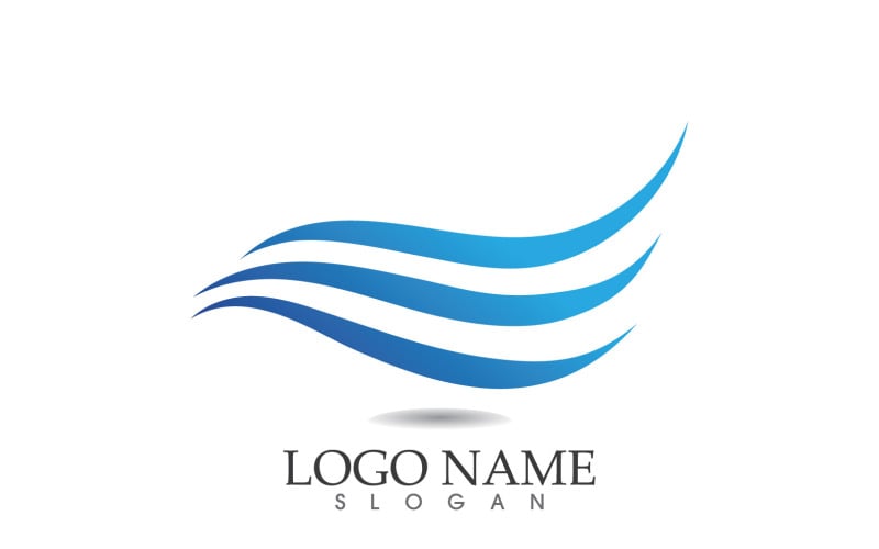 Ola de agua logo playa azul plantilla diseño v35