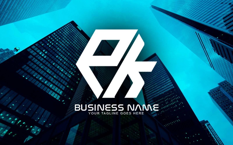 Profesjonalny wielokątny projekt logo litery PK dla Twojej firmy - tożsamość marki