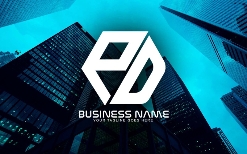 Professioneel veelhoekig PD Letter Logo-ontwerp voor uw bedrijf - merkidentiteit