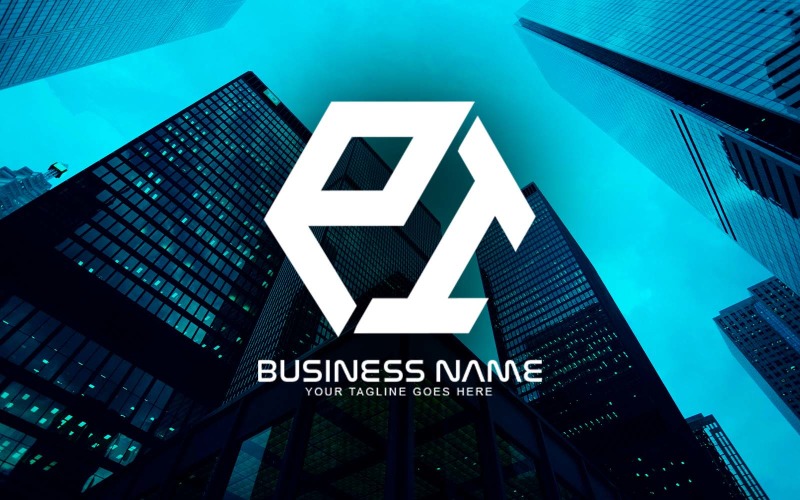 Professionelles polygonales PI-Buchstaben-Logo-Design für Ihr Unternehmen - Markenidentität