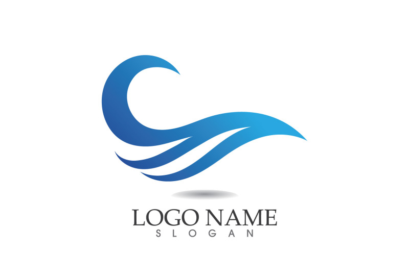 Вода хвиля логотип пляж синій шаблон дизайну v18