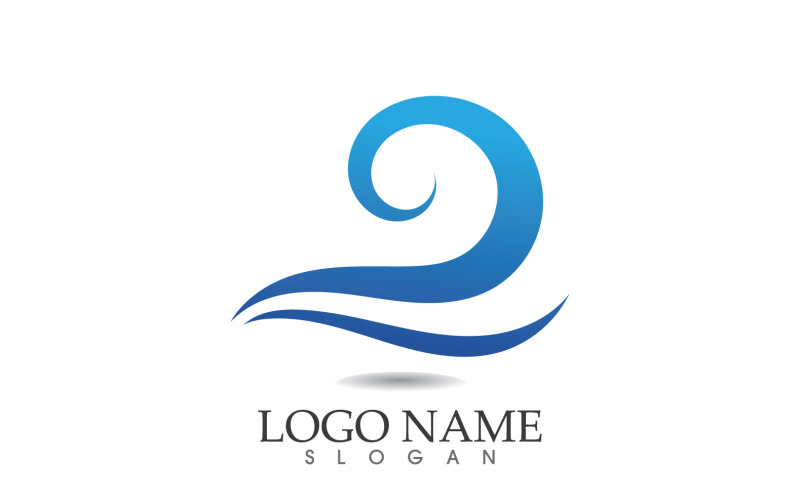 Вода хвиля логотип пляж синій шаблон дизайну v37
