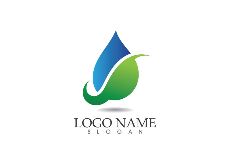 Vodní kapka přírodní logo a symbol vektorové ikony v9
