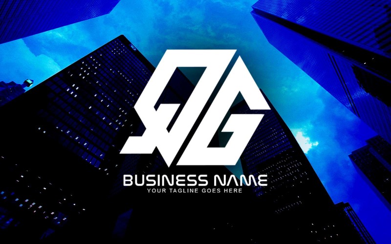 Design de logotipo profissional com letra QG poligonal para sua empresa - identidade da marca