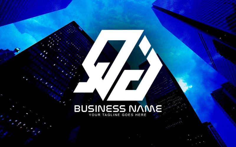 Design de logotipo profissional com letra QJ poligonal para sua empresa - identidade de marca