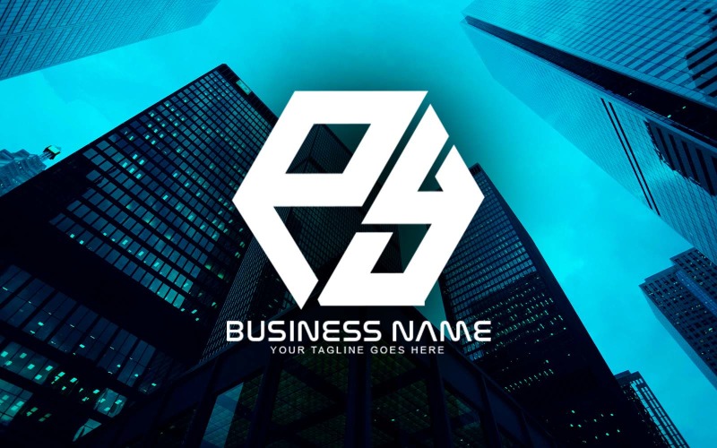 Professioneel veelhoekig PY Letter Logo-ontwerp voor uw bedrijf - merkidentiteit
