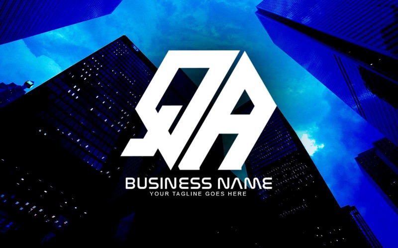Professioneel veelhoekig QA-letterlogo-ontwerp voor uw bedrijf - merkidentiteit