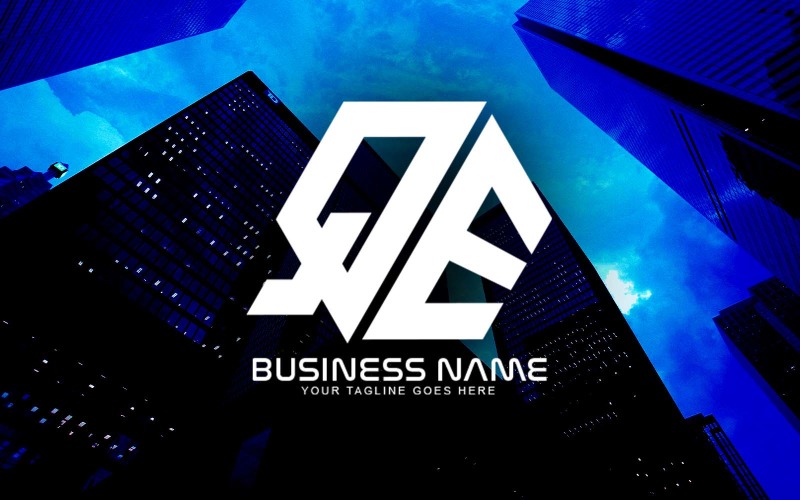 Professioneel veelhoekig QE-letterlogo-ontwerp voor uw bedrijf - merkidentiteit