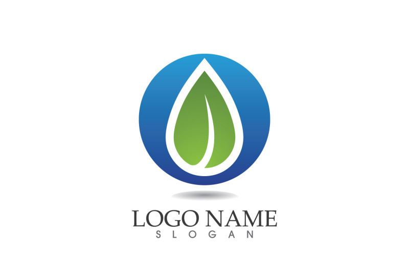 Waterdruppel natuur logo en symbool vector pictogram v50