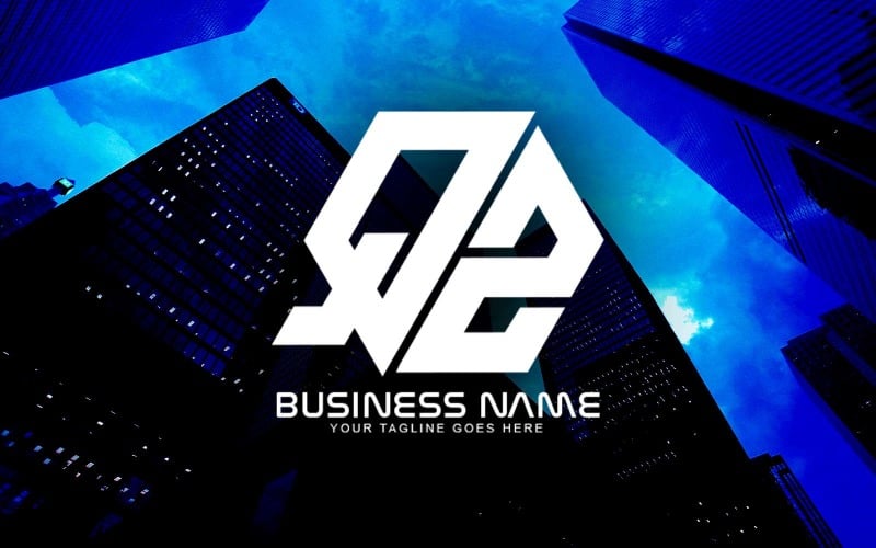Professioneel veelhoekig QZ-letterlogo-ontwerp voor uw bedrijf - merkidentiteit
