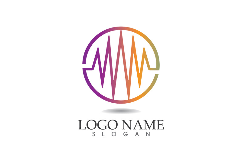 Logo d'onde sonore d'égaliseur et vecteur de symbole v8