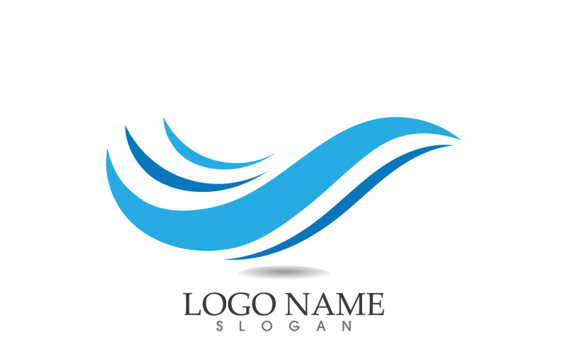 Logotipo de água de onda e vetor de símbolo v1