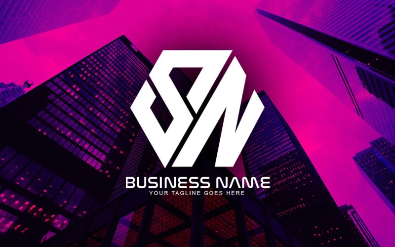 Conception professionnelle de logo de lettre SN polygonale pour votre entreprise - Identité de marque