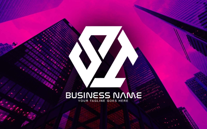 Création de logo de lettre SI polygonale professionnelle pour votre entreprise - Identité de marque