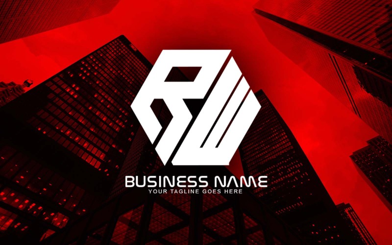 Design de logotipo profissional com letra RW poligonal para sua empresa - identidade de marca