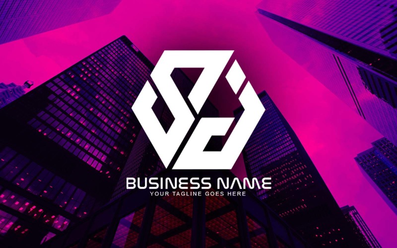 Design professionale del logo della lettera SJ poligonale per il tuo business - Identità del marchio