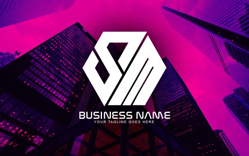 Design professionale del logo della lettera SM poligonale per il tuo business - Identità del marchio