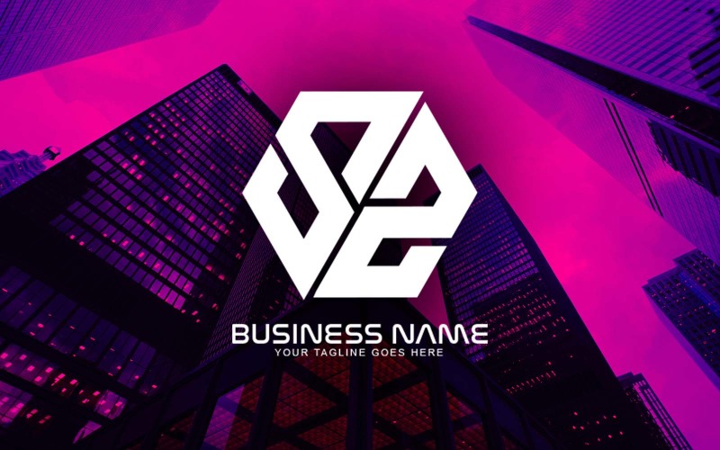 Design professionale del logo della lettera SZ poligonale per il tuo business - Identità del marchio
