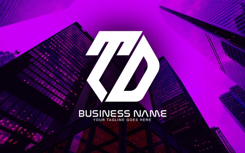 Diseño de logotipo de letra TD poligonal profesional para su negocio: identidad de marca