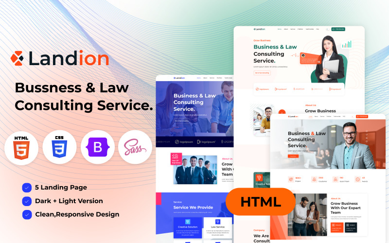 Landion - Plantilla de aterrizaje HTML del servicio de consultoría jurídica y empresarial