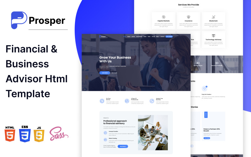 Prosper - 财务和商业顾问 HTML 登陆模板