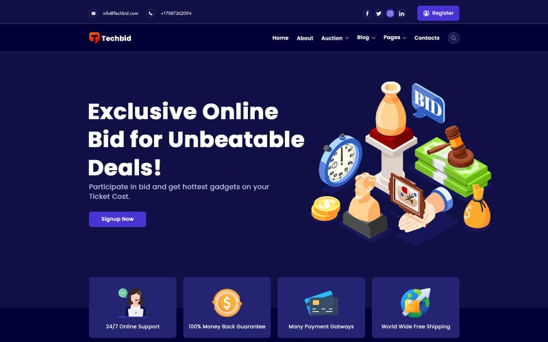 Techbid - Шаблон Next.js для ставок и аукционов
