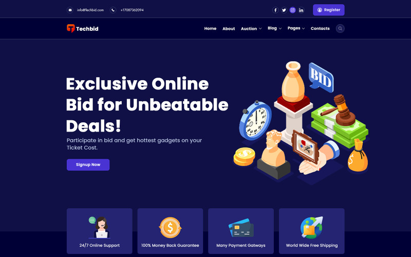 Techbid – Šablona nabídky a aukce Next.js