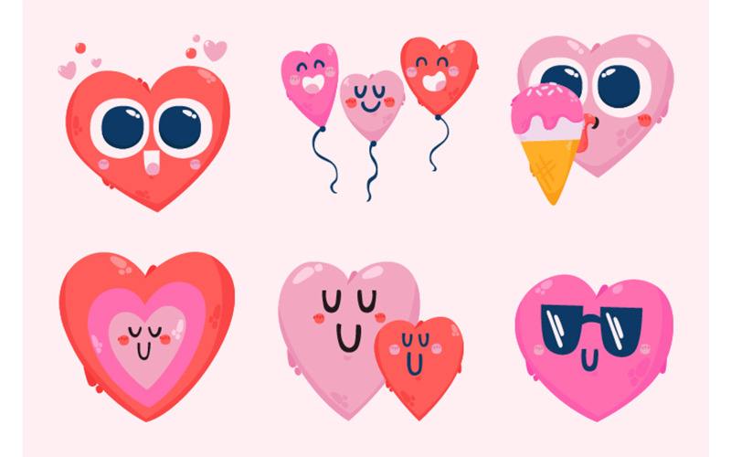 Ilustração de personagens de adesivo de emoji de coração
