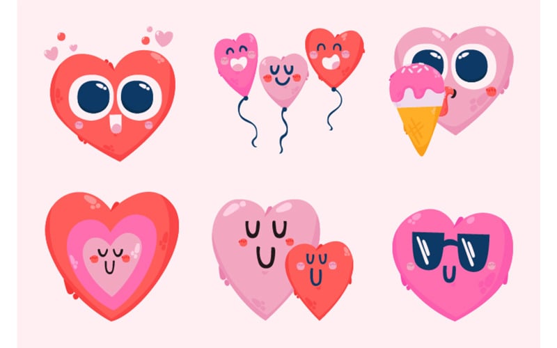 Szív Emoji matrica karakterek illusztrációja