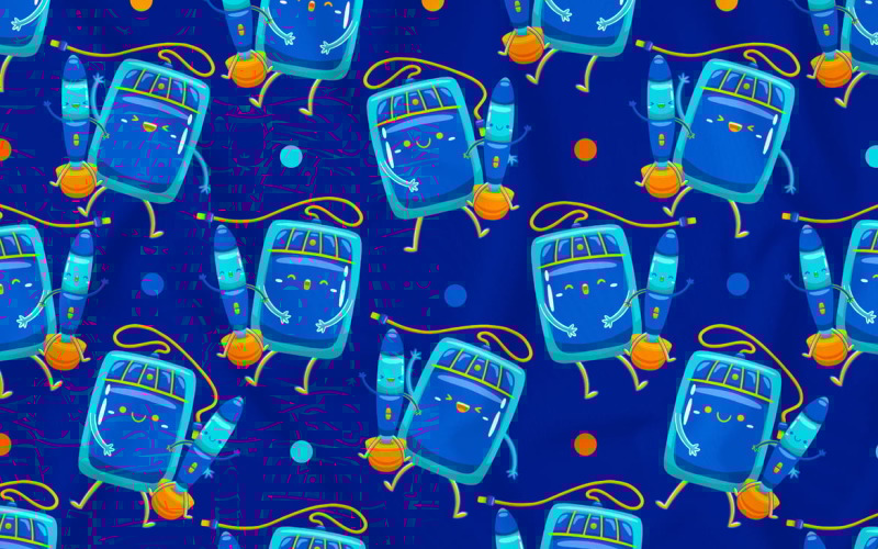 Grafisk Tablet Mascot Seamless Mönster