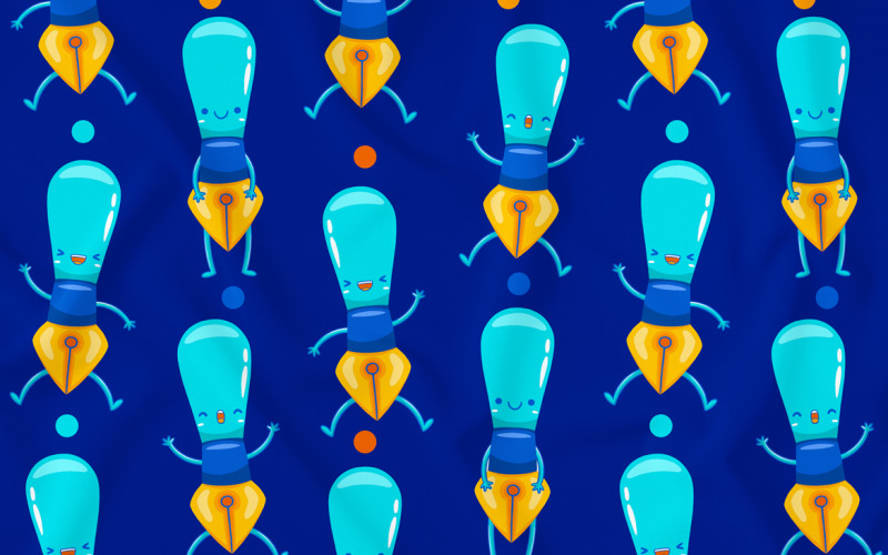 Pen Mascot Seamless Pattern