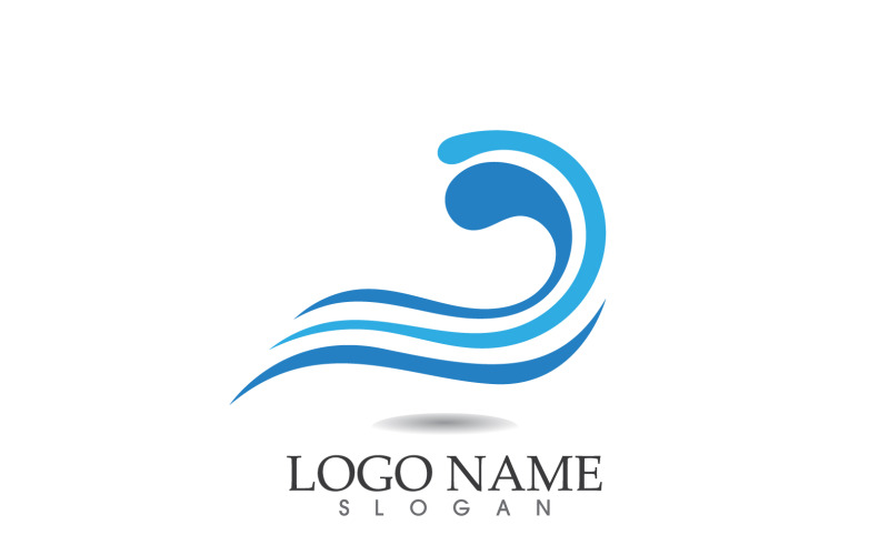Vague eau plage vector design logo v21