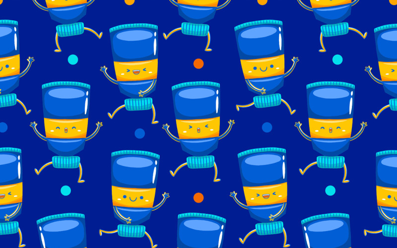 Watercolour Paint Mascot Seamless Pattern
