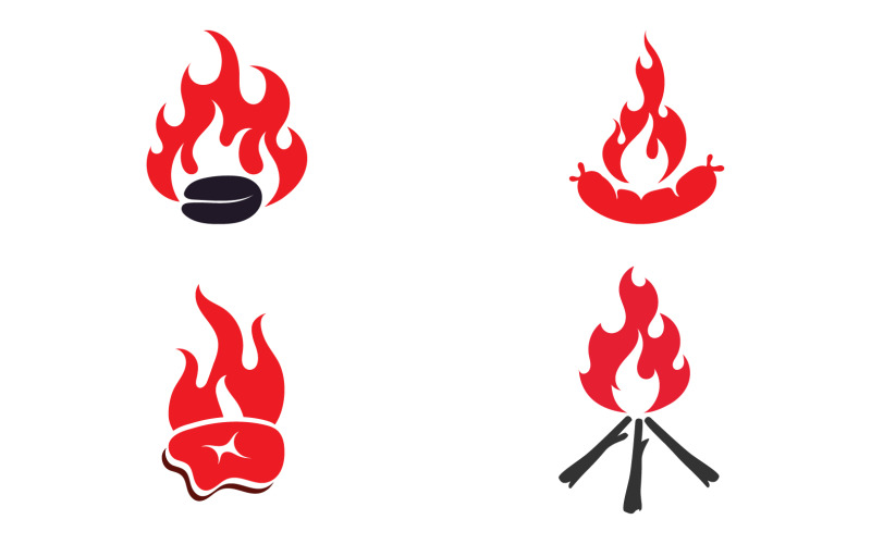 Grillad eld och symbolvektordesign v27