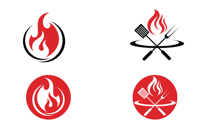 Grillad eld och symbolvektordesign v30