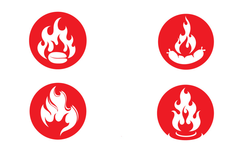 Grillad eld och symbolvektordesign v32