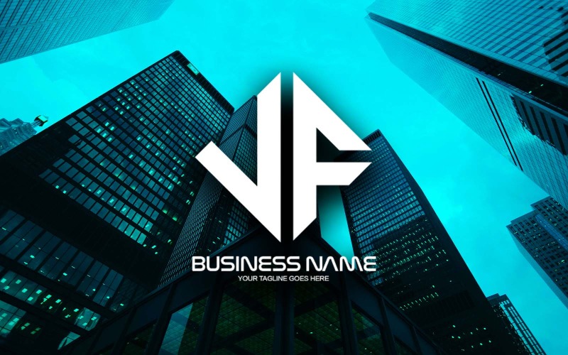 Professionell polygonal VF-bokstavslogodesign för ditt företag - varumärkesidentitet