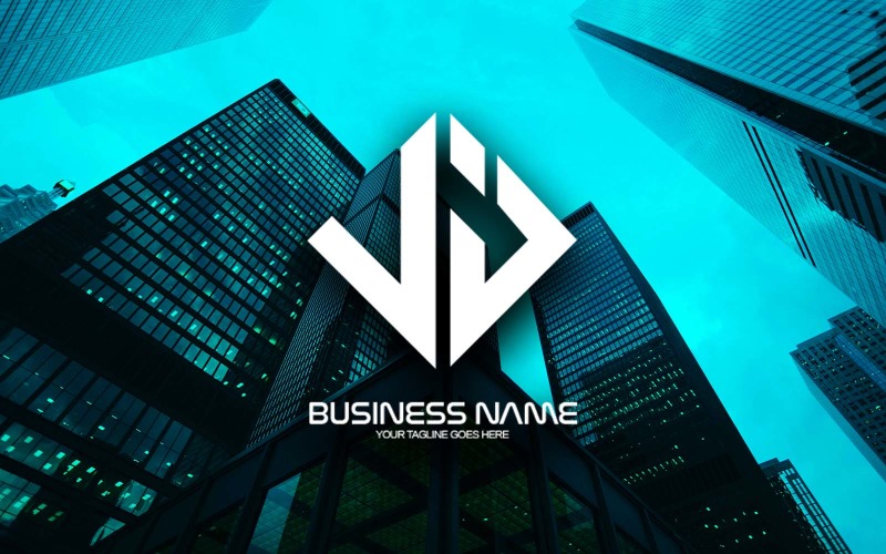 Professionelles polygonales VJ-Buchstaben-Logo-Design für Ihr Unternehmen - Markenidentität