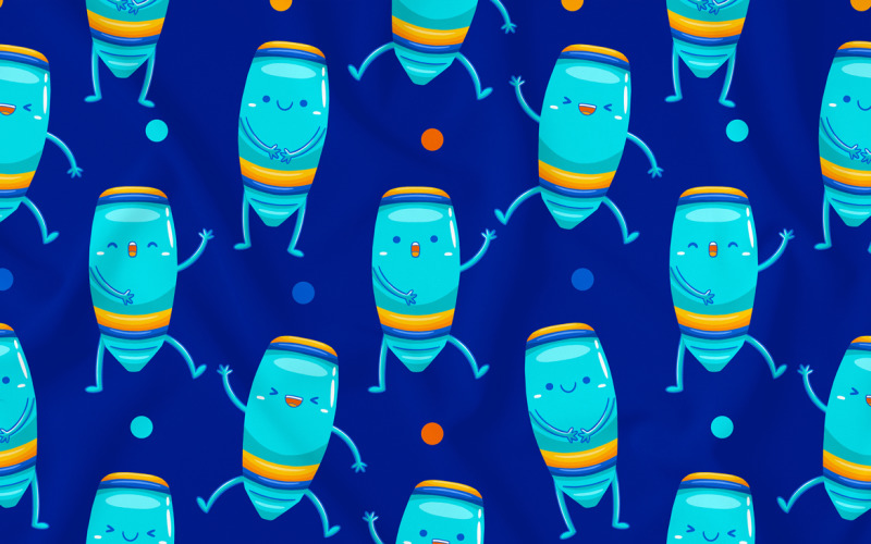 Crayon Mascot Seamless Pattern