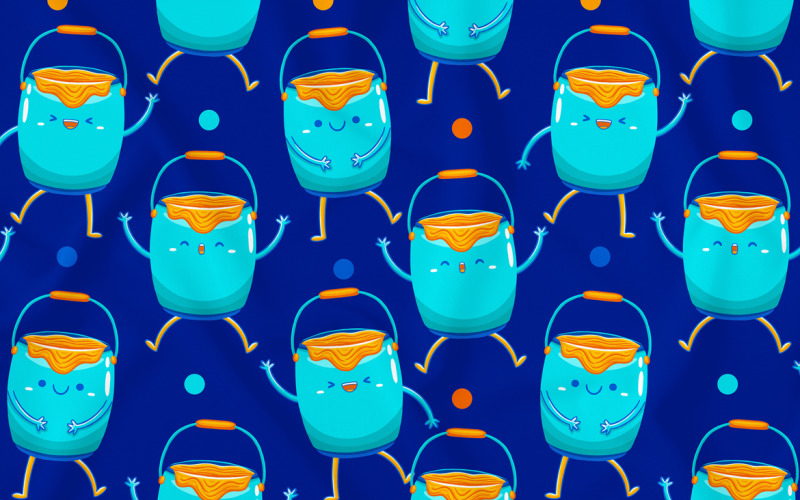 Cubo de pintura mascota de patrones sin fisuras